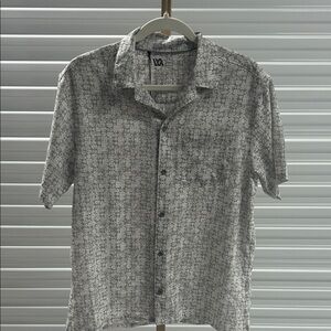 VRST Men's Casual Button Down Small Gray White